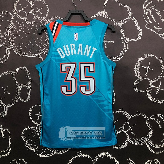 Camiseta Oklahoma City Thunder Kevin Durant NO 35 Ciudad 2018-19 Azul